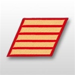 USMC Male Service Stripes - Gold Embroidered on Red: Set Of 5