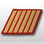 USMC Male Service Stripes - Gold Embroidered on Red: Set Of 6