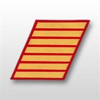 USMC Male Service Stripes - Gold Embroidered on Red: Set Of 7