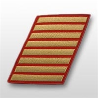 USMC Male Service Stripes - Gold Embroidered on Red: Set Of 8