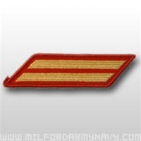USMC Female Service Stripes - New Issue - Gold Embroidered on Red: Set Of 2