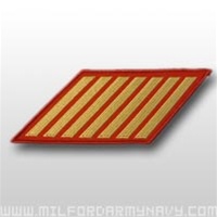 USMC Female Service Stripes - New Issue - Gold Embroidered on Red: Set Of 7