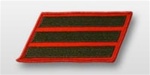 USMC Male Service Stripes - Green Embroidered on Red: Set Of 3