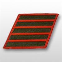 USMC Male Service Stripes - Green Embroidered on Red: Set Of 5