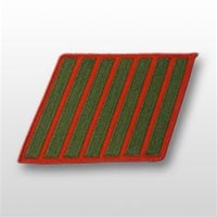 USMC Male Service Stripes - Green Embroidered on Red: Set Of 7