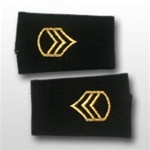US Army Small Epaulets: E-6 Staff Sergeant (SSG) - Female - For Commando Sweater Or Shirt - Rayon Embroidered