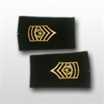 US Army Small Epaulets: E-9 Command Sergeant Major (CSM) - Female - For Commando Sweater Or Shirt - Rayon Embroidered