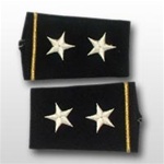 US Army Small Epaulets:  O-8 Major General (MG) - Female - For Commando Sweater Or Shirt - Rayon Embroidered
