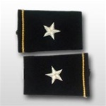 US Army Small Epaulets:  O-7 Brigadier General (BG) - Female - For Commando Sweater Or Shirt - Rayon Embroidered
