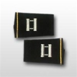 US Army Small Epaulets:  O-3 Captain (CPT) - Female - For Commando Sweater Or Shirt - Rayon Embroidered
