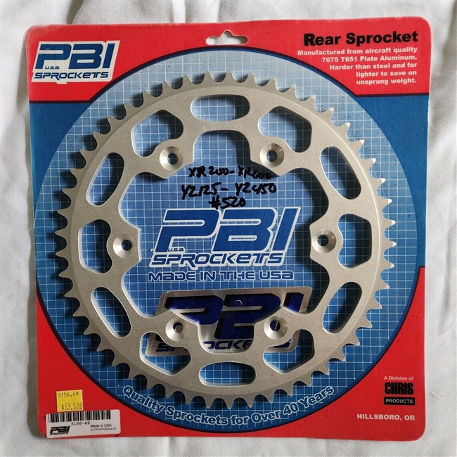 PBI Aluminum Rear Sprocket 49 Tooth Silver Honda, Yamaha