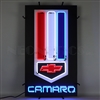 Camaro Red, White, & Blue Neon Sign with Backing