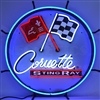 Corvette C2 Stingray Round Neon Sign with Backing