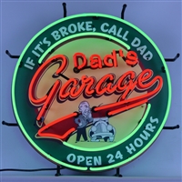 Dad's Garage Neon Sign with Backing