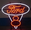 Ford V8 Red & White Neon Sign