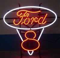 Ford V8 Red & White Neon Sign
