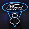 Ford V8 Blue & White Neon Sign