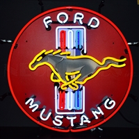 Ford Mustang Red Neon Sign with Backing