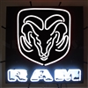 Ram White Neon Sign with Backing