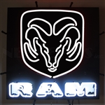 Ram White Neon Sign with Backing