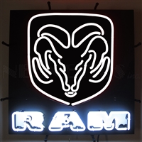 Ram White Neon Sign with Backing