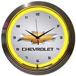 Chevrolet Yellow Neon Clock