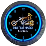 Ride Em Hard Sturgis Neon Clock