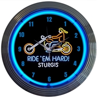 Ride Em Hard Sturgis Neon Clock