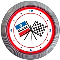 Mopar Checkered Flag Neon Clock