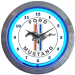 Ford Mustang Blue Neon Clock