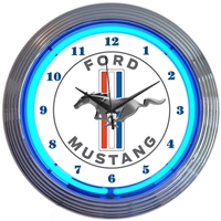 Ford Mustang Blue Neon Clock