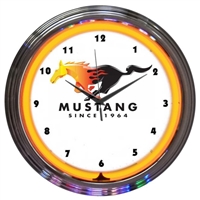 Ford Mustang Since 1964 Orange Neon Clock