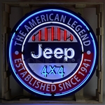 Jeep Round Neon Sign in 36 inch Steel Can