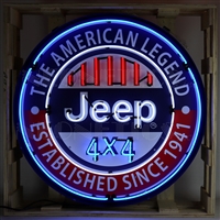 Jeep Round Neon Sign in 36 inch Steel Can