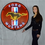 Ford Mustang Red 36 inch Neon Sign in Metal Can