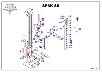 SP6K-SS Parts Breakdown | Replacement Parts for SP6K-SS Single Post Lift