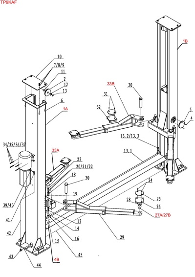 TP9KAF Parts Breakdown