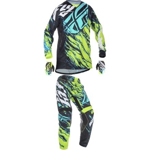 Fly Racing - 2017 Youth Kinetic Relapse Combo- Lime/Blue