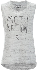 Fly Racing 2018 Womens Moto Nation Muscle Tee - White Marble