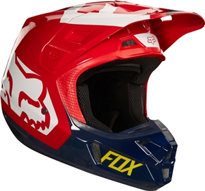 Fox Racing 2017 V2 Preme Full Face Helmet - Navy/Red