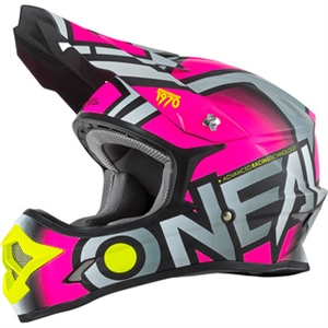 Oneal 2018 3 Series Radium Full Face Helmet - Grey/Pink/Hi Viz