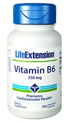 Vitamin B6, 250mg, 100 vegetarian capsules