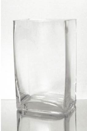 Glass Rectangular Vase,  6" x 4" x 16"