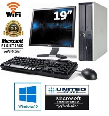 hp or Dell Desktop PC Dual Core 4GB 160GB HDD 19" LCD Monitor WiFi Windows 10