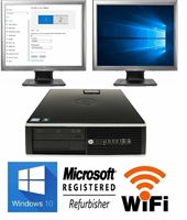 hp or Dell Desktop PC Computer Dual Core 8GB RAM DUAL 19" LCDs WiFi Windows 10