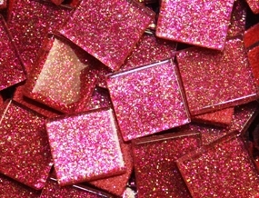 Glitter Tiles..3/4"..Pink Confetti