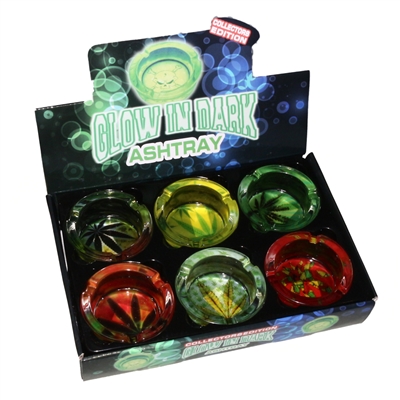 Glass Ashtray with Art Work 3.25'' (Glow in The Dark)