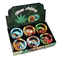 Glass Ashtray with Art Work (Large) (6ct)
