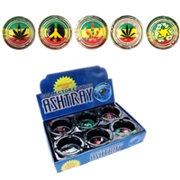 Glass Large Ashtray with Art Work Leaf Design - Leaf 4 (6/Display)