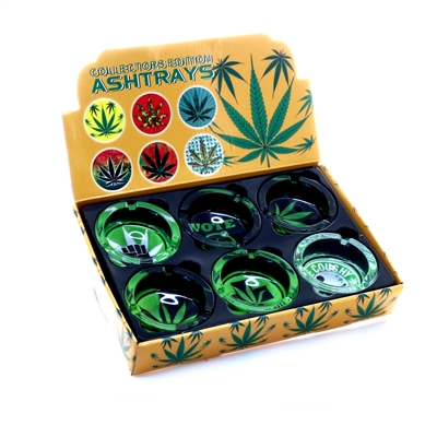 Glass Ashtray with Art Work - Leaf 1 (6ct)